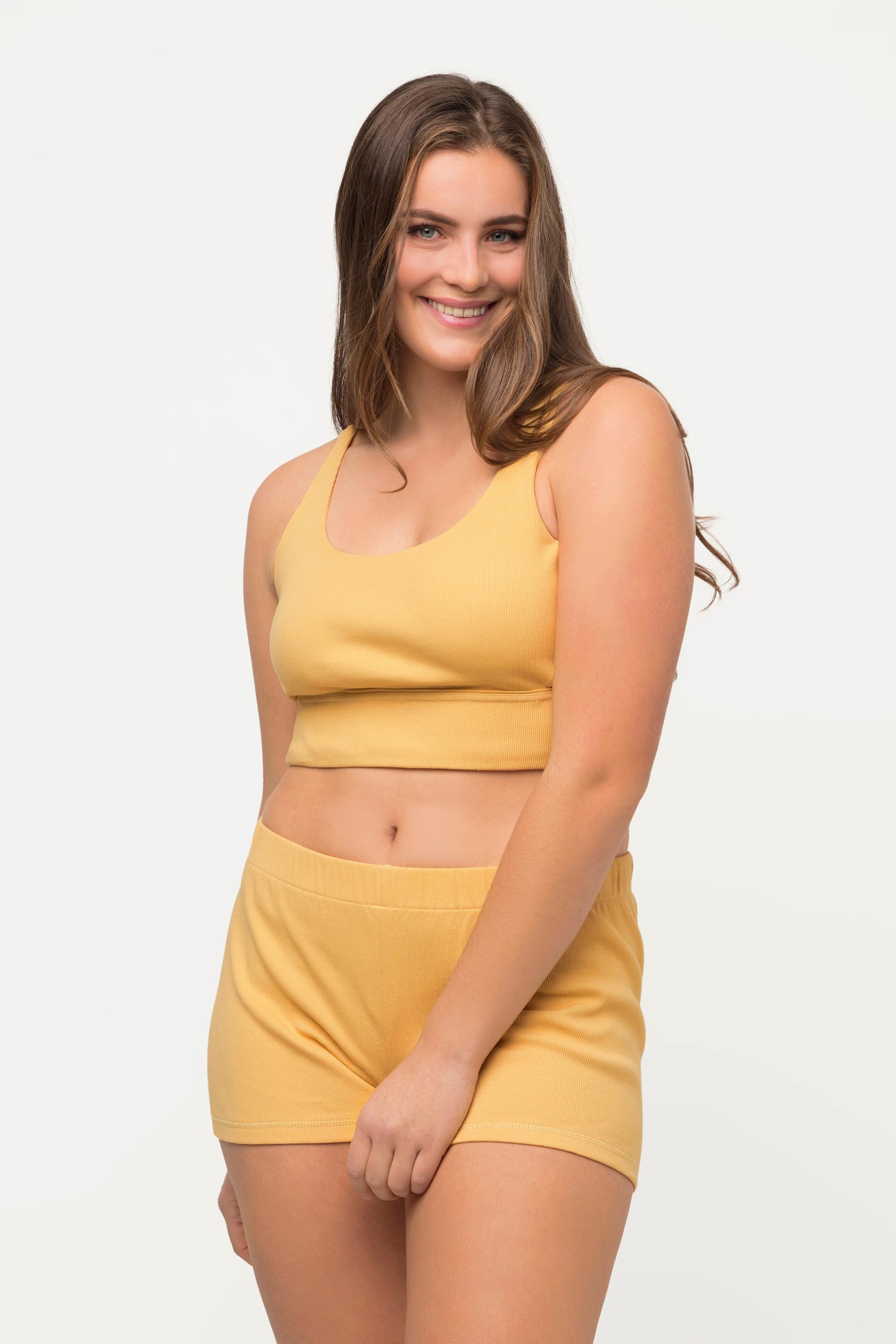 Ulla Popken Rippjersey Bustier Carree-Ausschnitt Biobaumwolle  