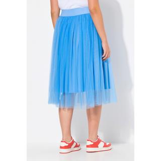 Ulla Popken  Jupe midi en tulle doublée, ceinture élastique et coupe évasée 