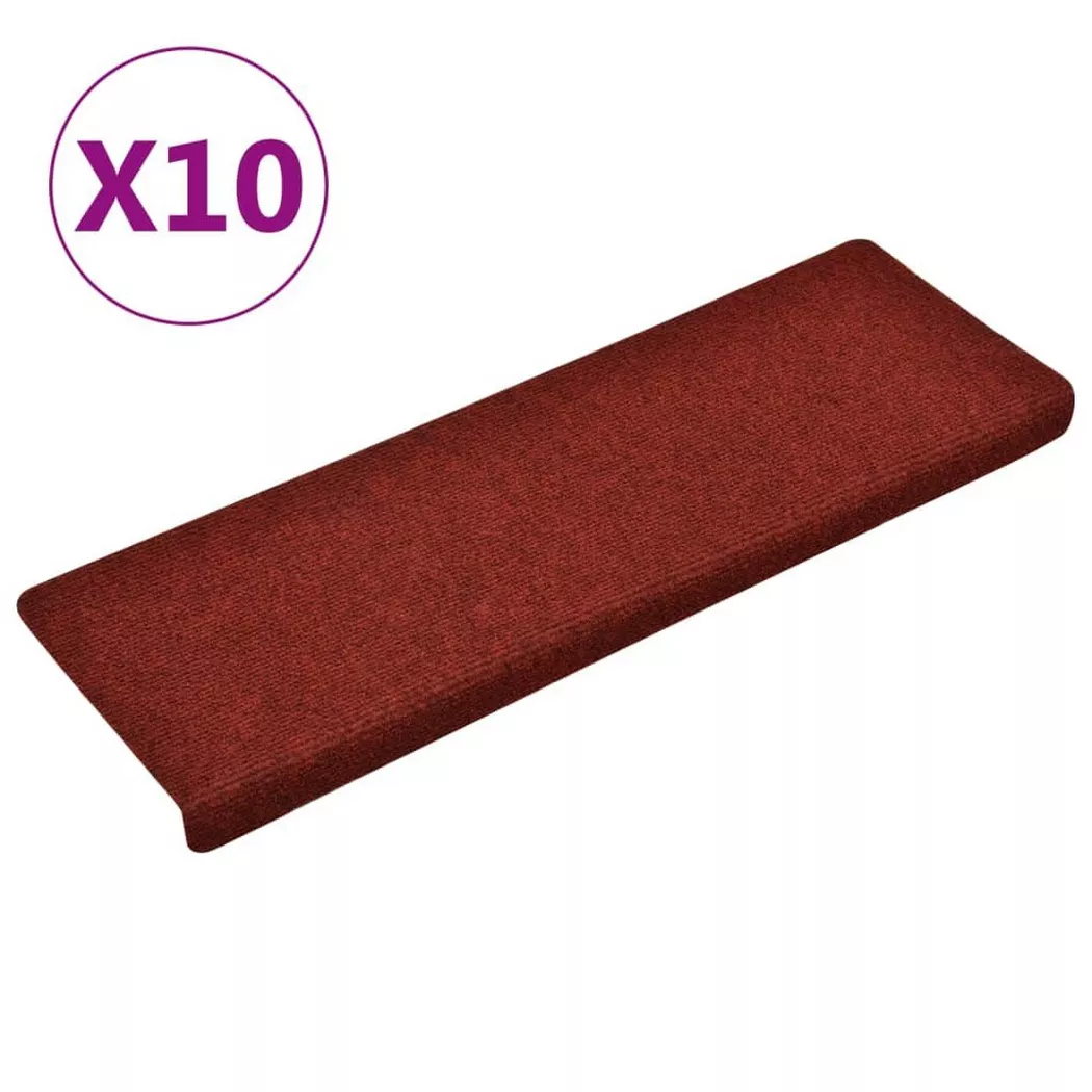 Tapis de marches d escalier 10pcs Bordeaux 65x21x4cm Aiguilleté