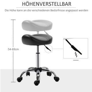 Northio Rollhocker Höhenverstellbarer Arbeitshocker mit Rädern Drehbarer Salon Hocker für Massage Kunstleder Schwarz 48 x 48 x 54-69 cm  