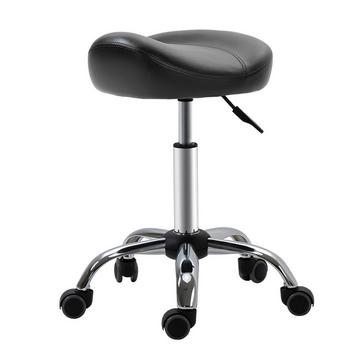 Rollhocker Höhenverstellbarer Arbeitshocker mit Rädern Drehbarer Salon Hocker für Massage Kunstleder Schwarz 48 x 48 x 54-69 cm