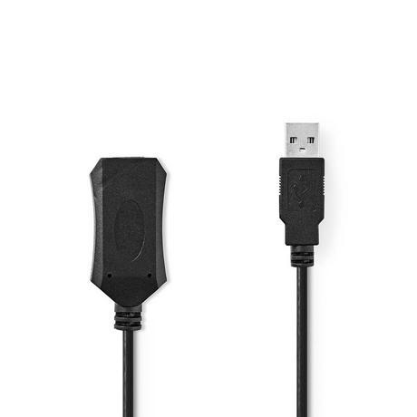 Nedis  Aktives USB-Kabel | USB 2.0 | USB-A Stecker | USB-A Buchse | 480 Mbps | 20,0 m | Rund | Vernickelt | PVC | Kupfer | Etikett 