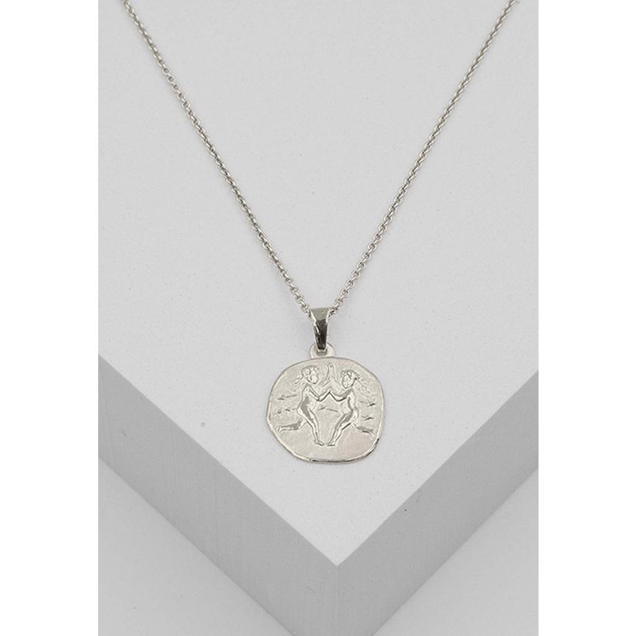 MUAU Schmuck  Pendentif signe du zodiaque jumeaux or blanc 750, 16x22mm 