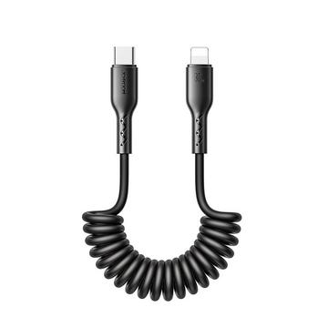 Joyroom Cavo dati di ricarica rapida a spirale da 60 W per auto, da USB-C a Lightning 1,5 m - Nero