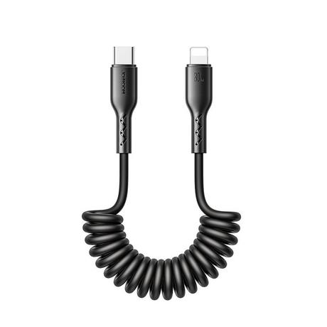 Joyroom  Joyroom Cavo dati di ricarica rapida a spirale da 60 W per auto, da USB-C a Lightning 1,5 m - Nero 