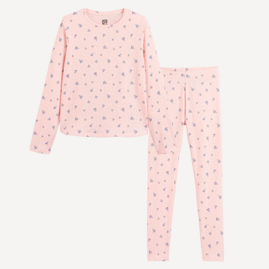 Langärmeliger Pyjama aus Baumwolle mit Blumenmuster