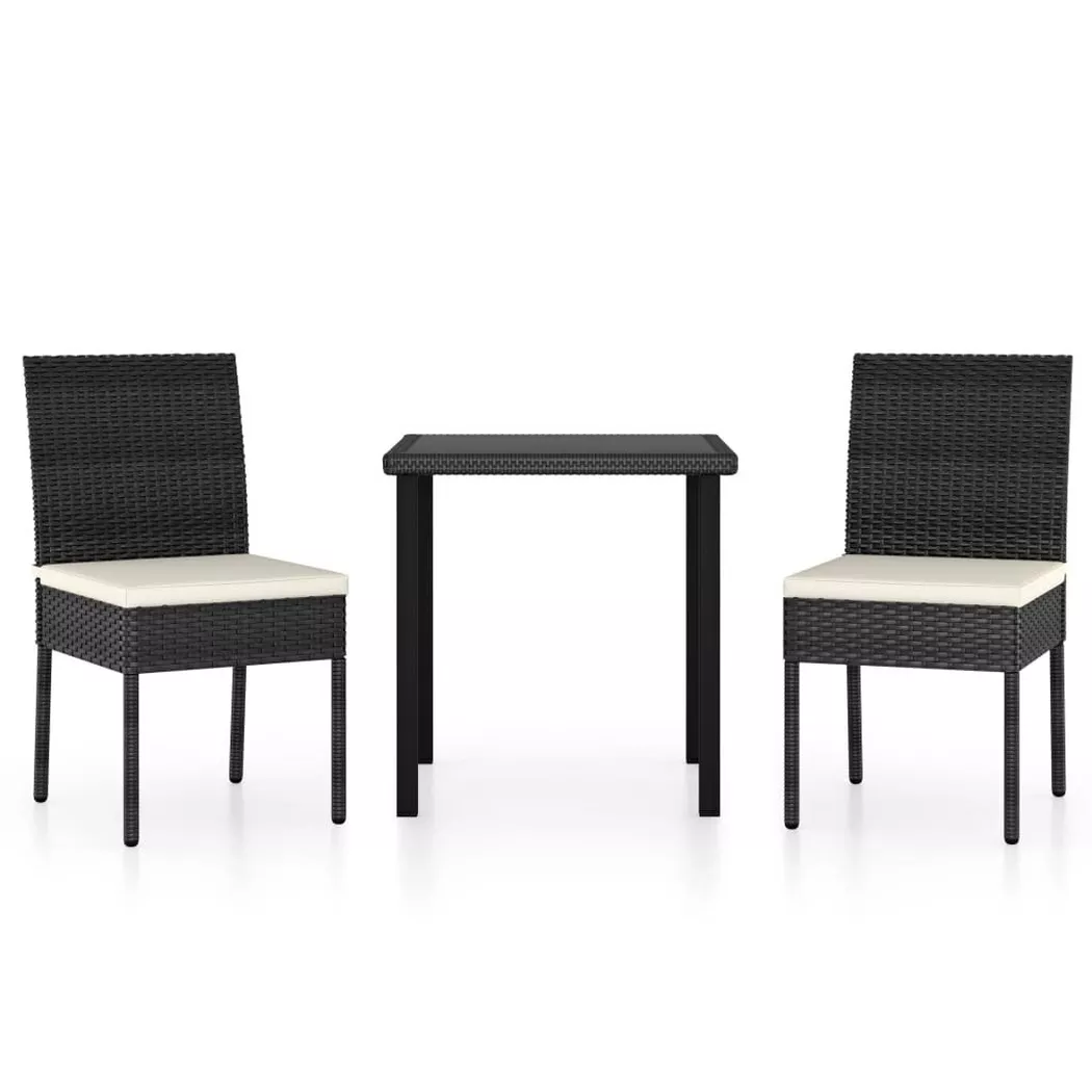 Ensemble à manger de jardin 3 pcs Résine tressée Noir