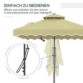 Northio Parasol 243X243Cm Parasol De Balcon Avec Protection Uv, Parasol Cantilever Avec Double Toit Et Base Croisée, Volants, 4 Entretoises, Métal  