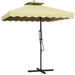 Northio Parasol 243X243Cm Parasol De Balcon Avec Protection Uv, Parasol Cantilever Avec Double Toit Et Base Croisée, Volants, 4 Entretoises, Métal  