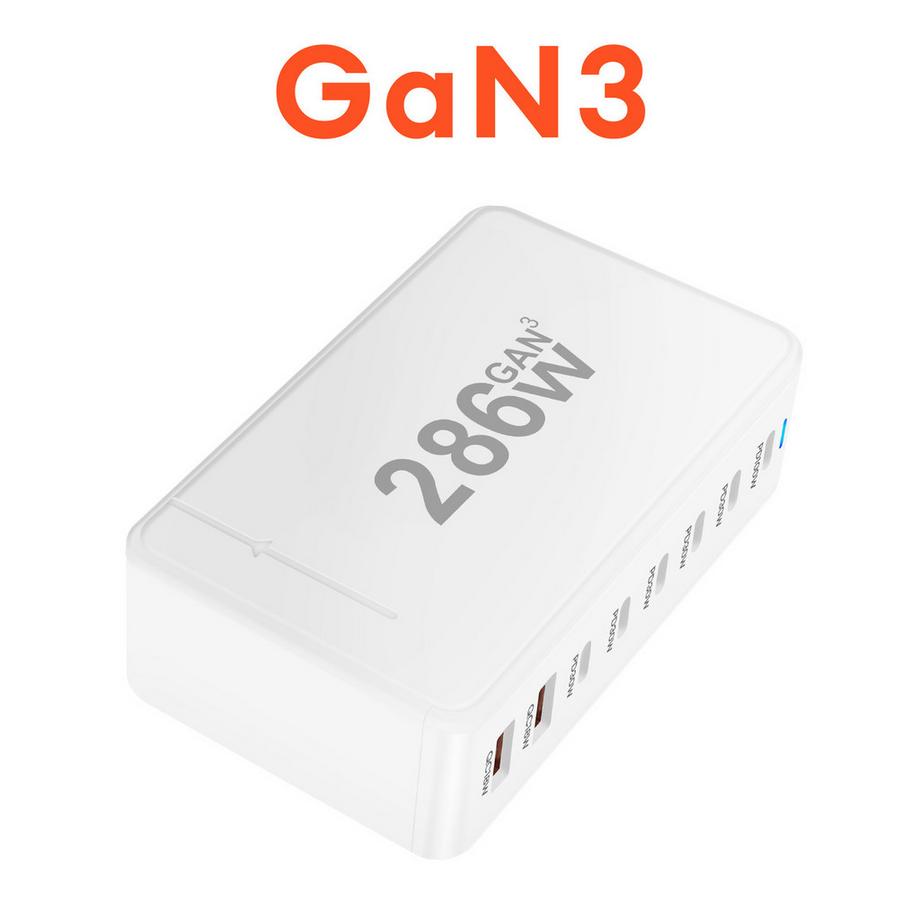 Avizar  Ladestation 286W GaN 8 Ports Weiß 