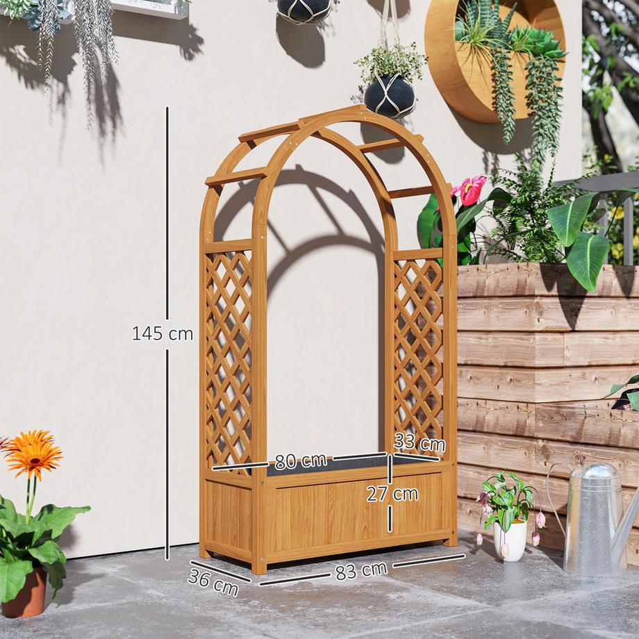 Northio Hochbeet Pflanzkasten mit Rankgitter, Gebogendach Spalier Pflanzkübel Holz, Gartenspalier 83x36x145cm für Garten Balkon Terrasse, Blumenkübel für Kletterpflanzen Korbpflanzen, Blumen |  