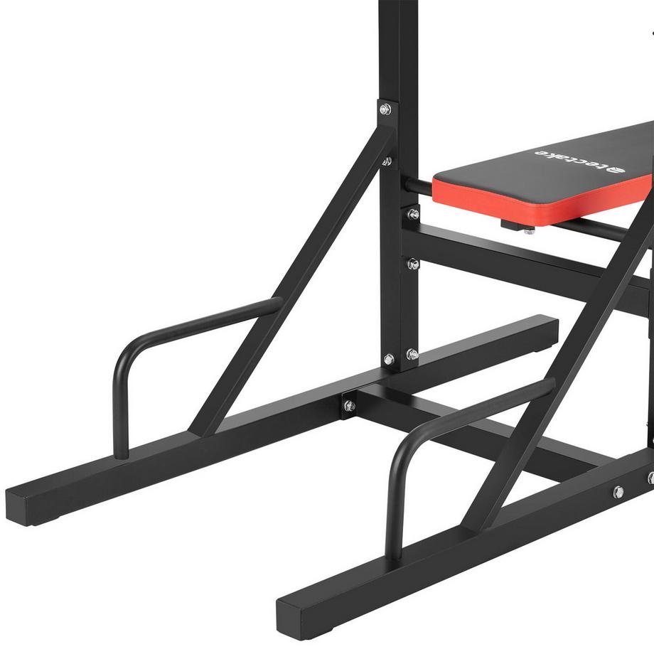 Tectake  Power Tower Reeves mit klappbarer Hantelbank und Langhantelablage Klimmzugstange und Dip Station 