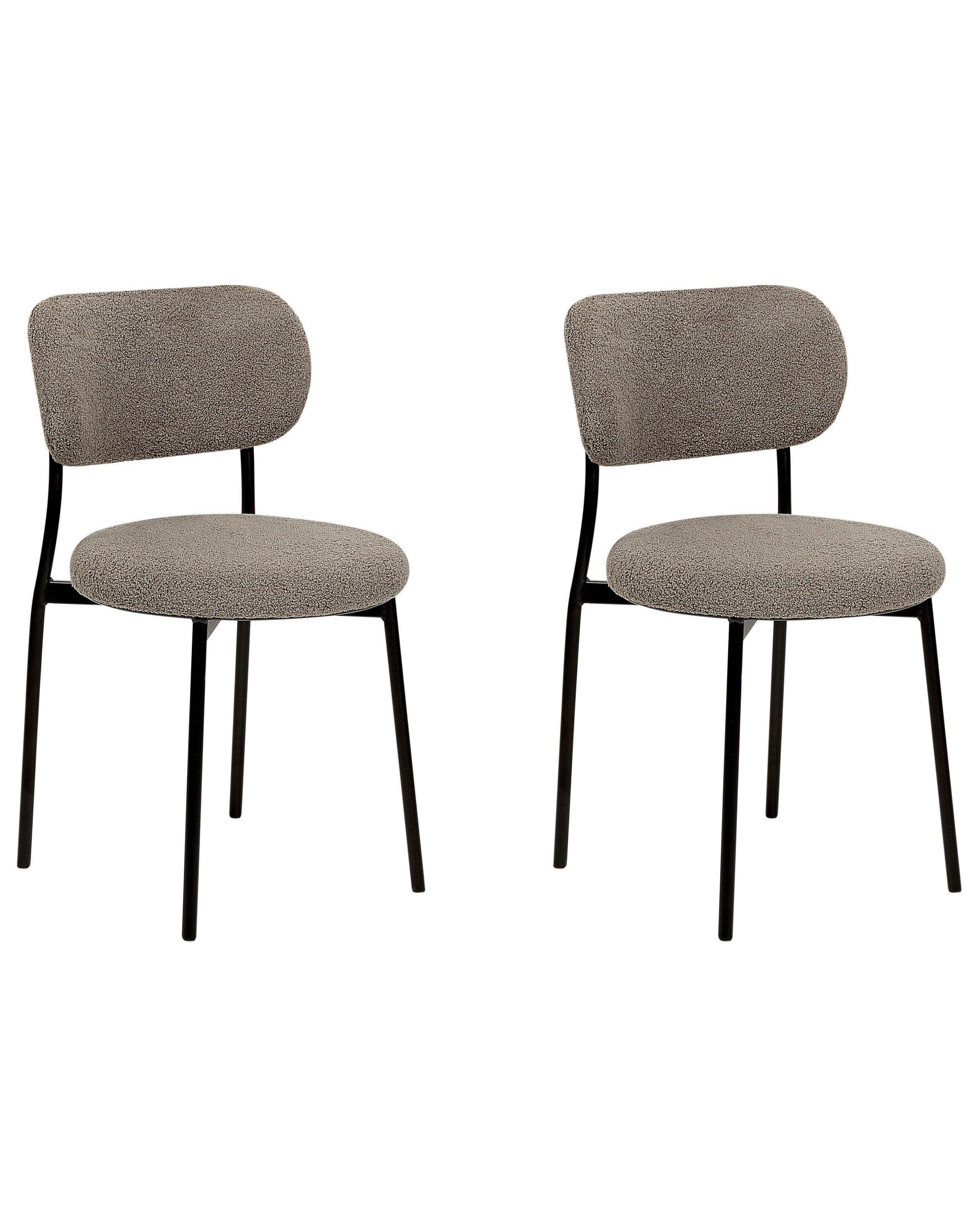 Beliani Lot de 2 chaises en Bouclé Moderne CASEY  