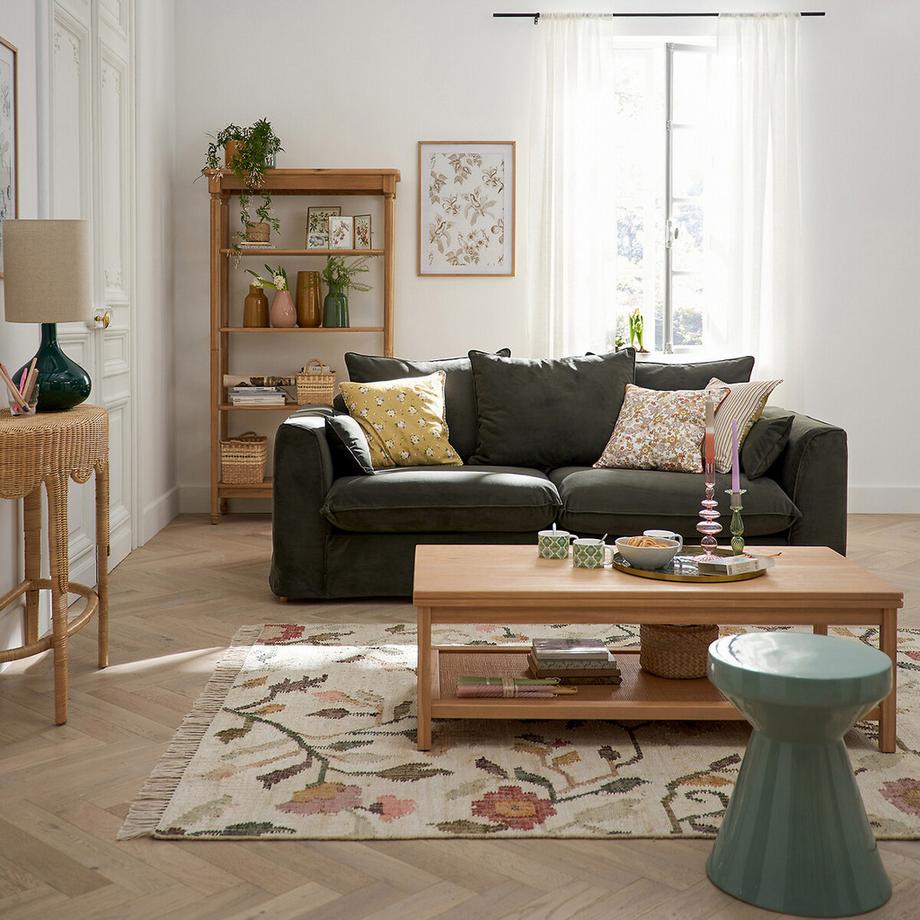 La Redoute Intérieurs Table basse double plateau pin et cannage  