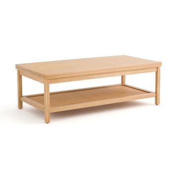 Table basse double plateau pin et cannage