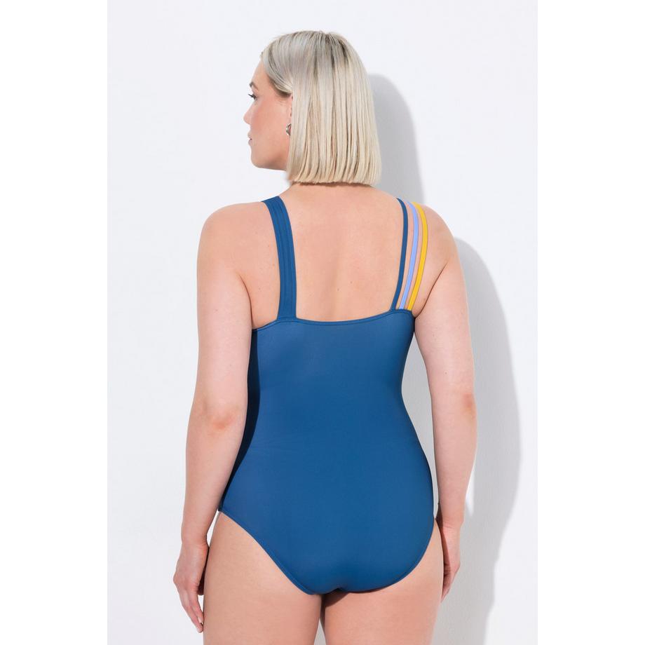 Ulla Popken Colorblock Badeanzug mit drei Trägern Softcups Recycelt  