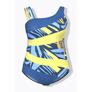 Ulla Popken  Maillot de bain esprit « colour block », bretelle triple et bonnets souples, matières recyclées 