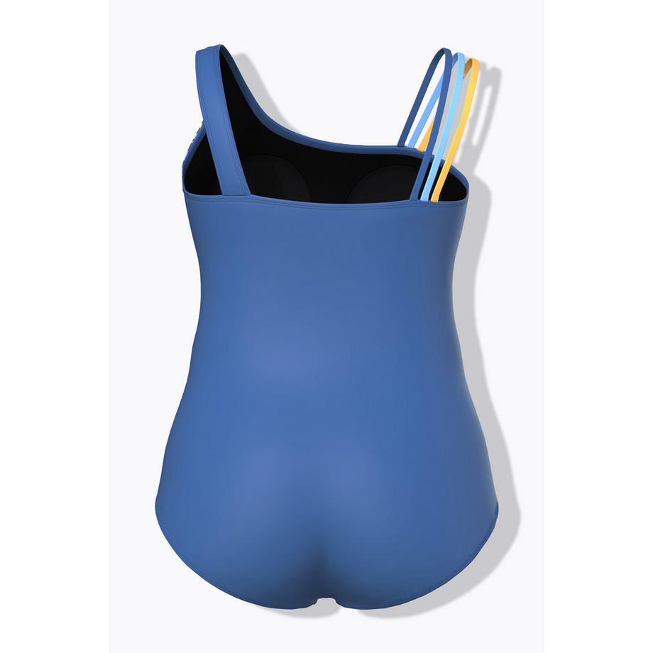 Ulla Popken Colorblock Badeanzug mit drei Trägern Softcups Recycelt  