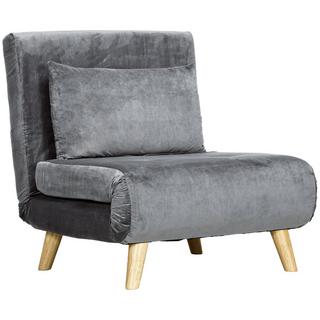 Northio Chaise pliante avec fonction lit et oreillers, lit d'appoint avec dossier réglable, aspect velours, jusqu'à 125 kg, gris  