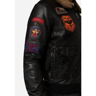 RICANO  Lederjacke Mitic - Piloten Stil, Markante Patches mit Fellkragen 