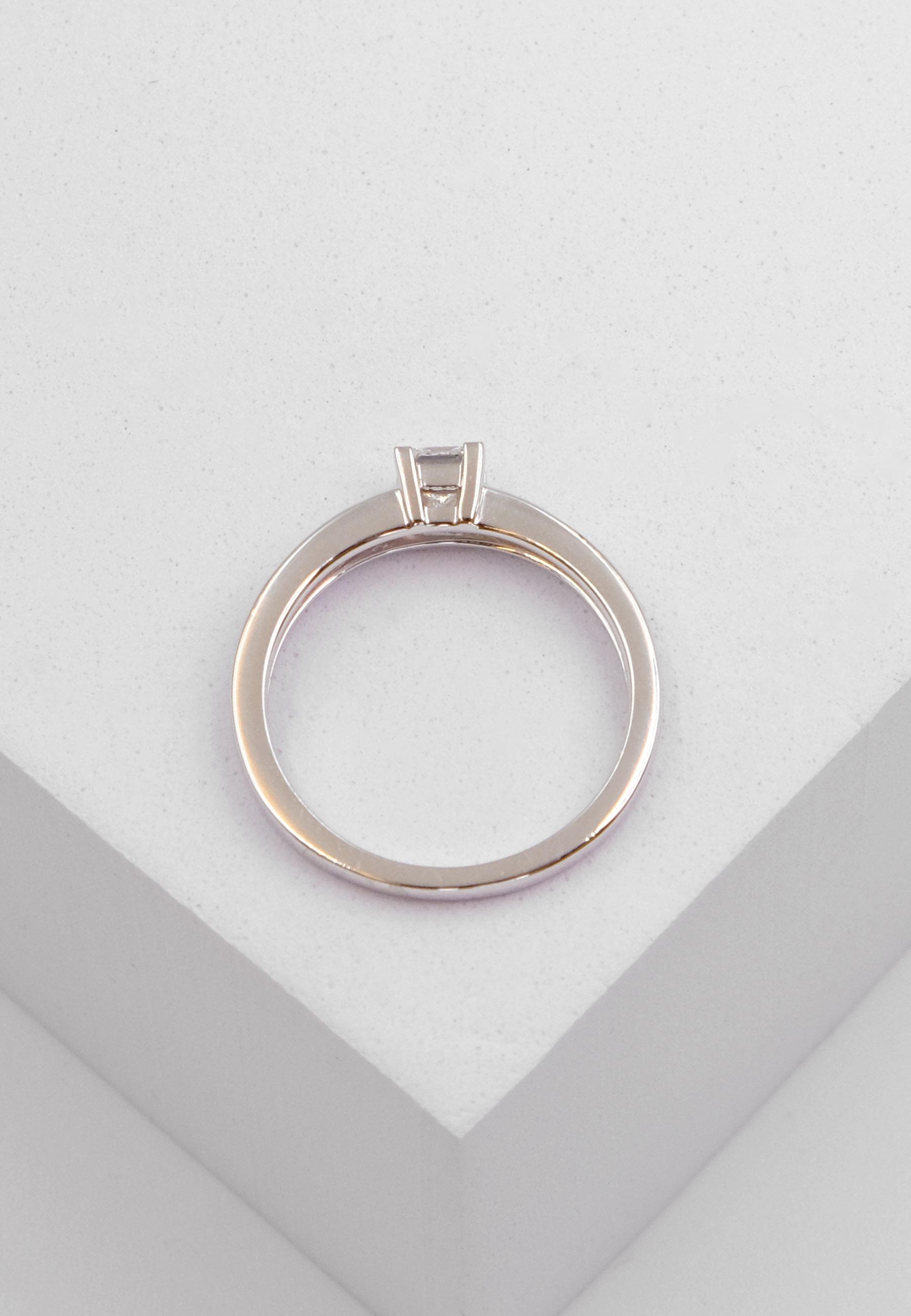 MUAU Schmuck  Solitaire Ring Diamant 0.22ct. Princess Weissgold 750 