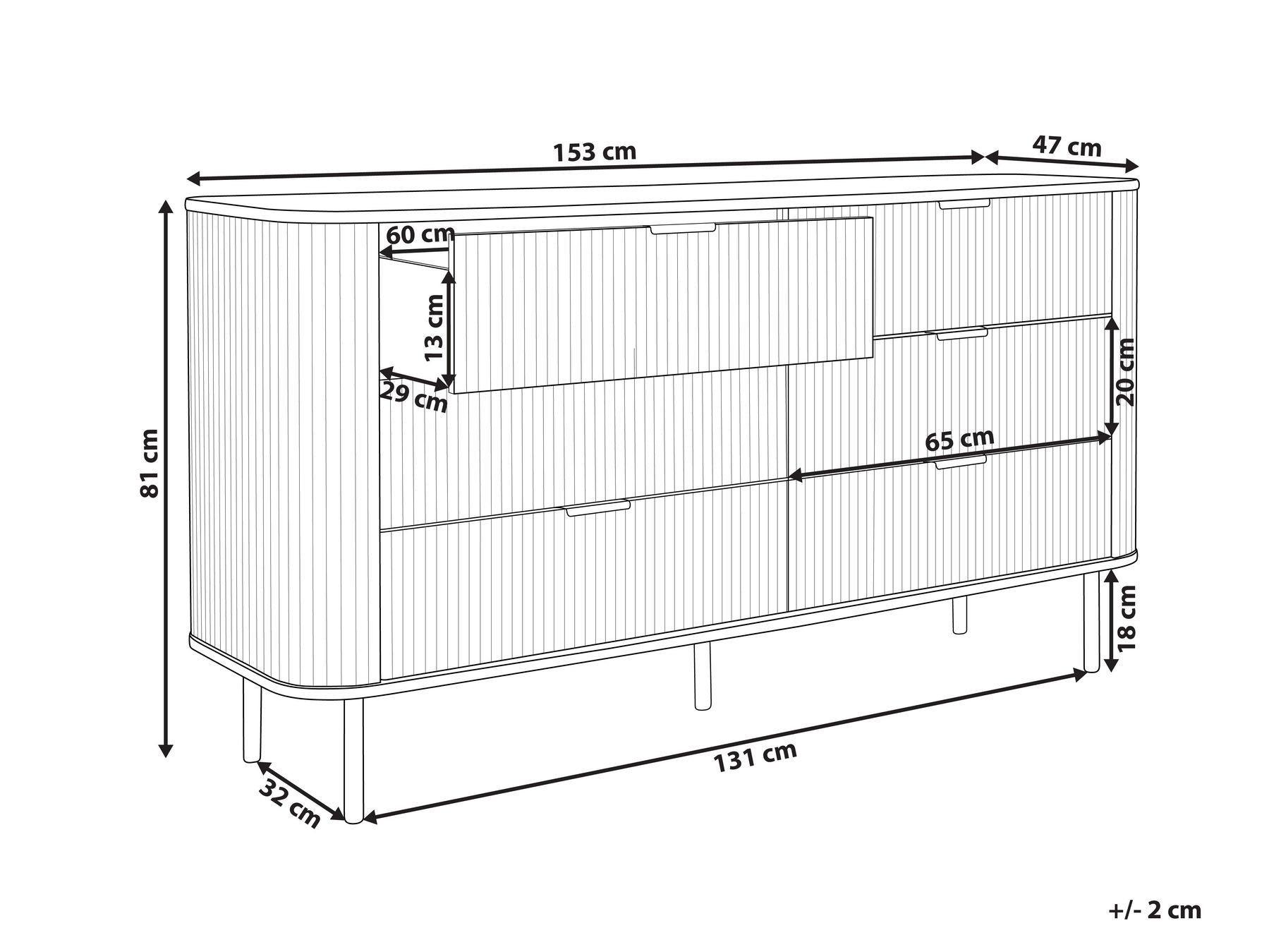 Beliani Commode à 6 tiroirs en MDF Rétro BRADLEY  