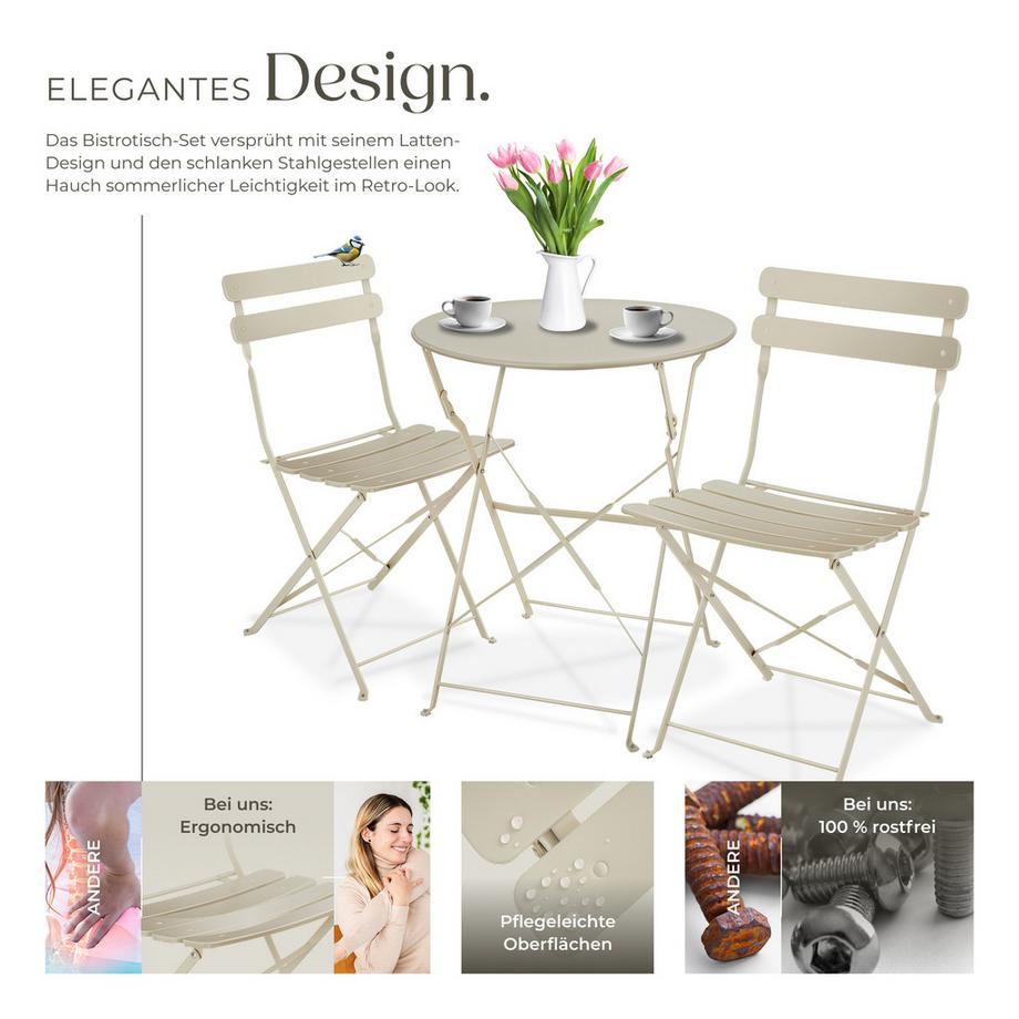 Tectake Ensemble table et chaises bistrot FRIEDA pour 2 personnes  