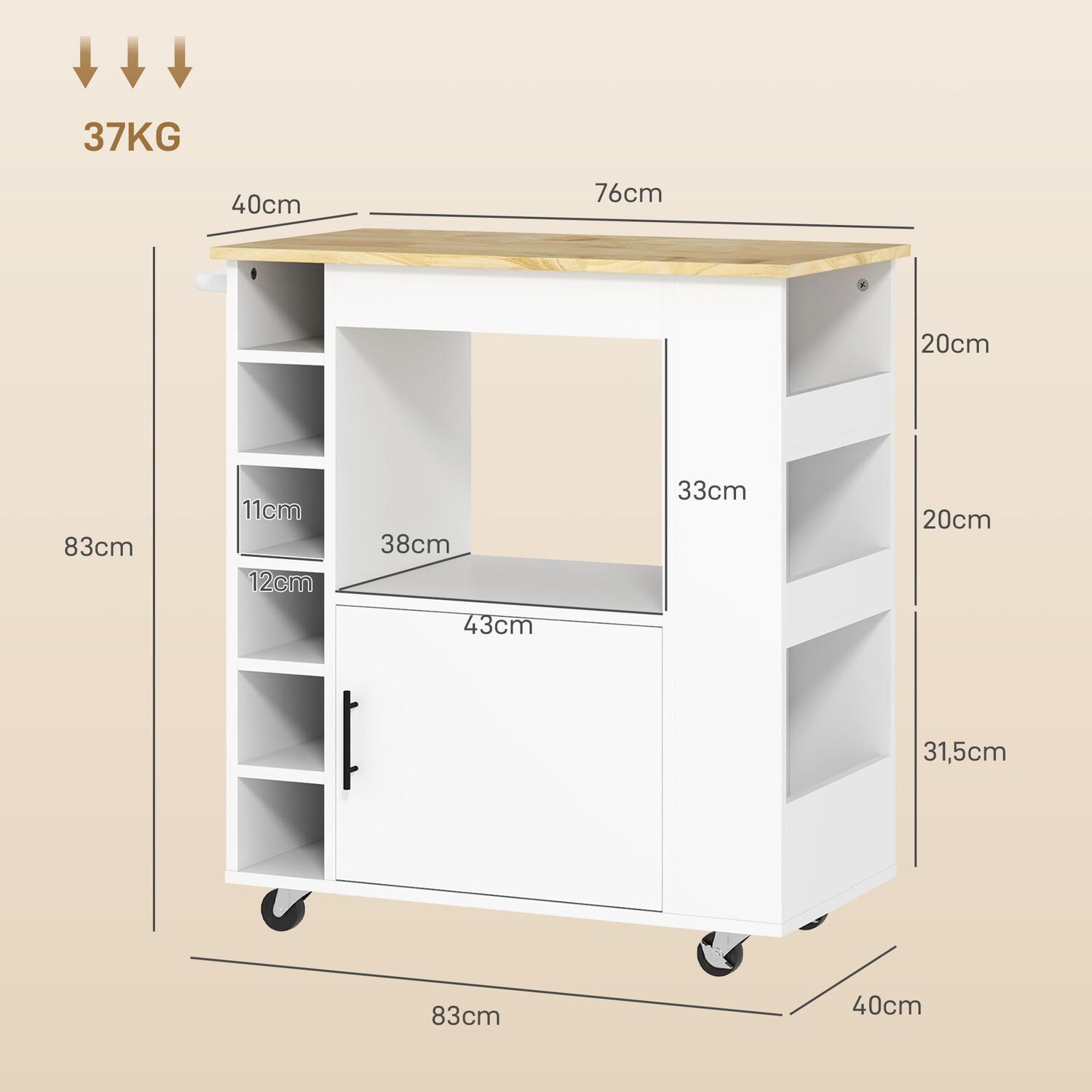 Northio Desserte de cuisine desserte avec plan de travail, étagères, casier à vin, desserte de cuisine avec charnières à fermeture amortie, poignée, îlot de cuisine pour bureau, 83x40x83cm, chêne  