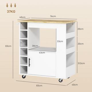 Northio Desserte de cuisine desserte avec plan de travail, étagères, casier à vin, desserte de cuisine avec charnières à fermeture amortie, poignée, îlot de cuisine pour bureau, 83x40x83cm, chêne  