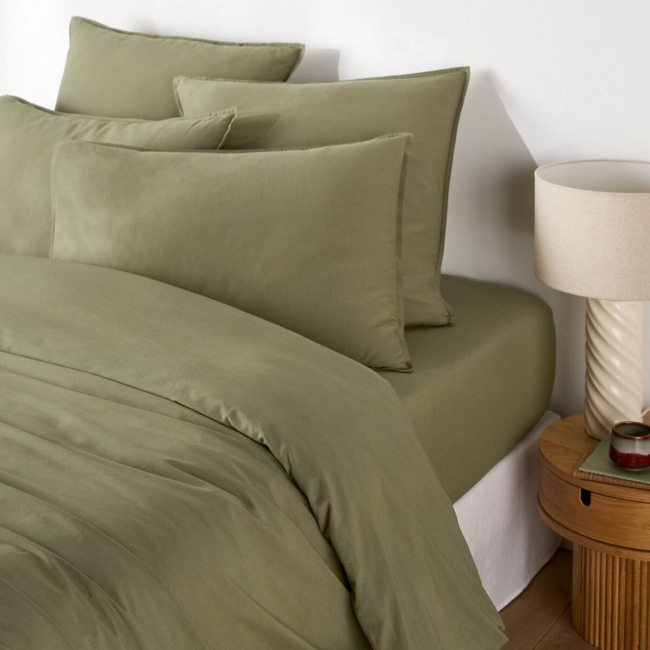 Housse de couette unie en coton lavé
