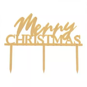 Goldener "Merry Christmas" Acryl-Cake Topper