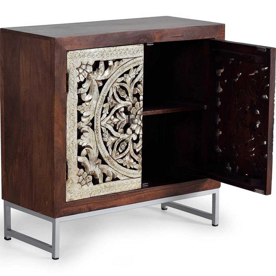 mutoni Commode Rea bois de manguier brun 80x80  