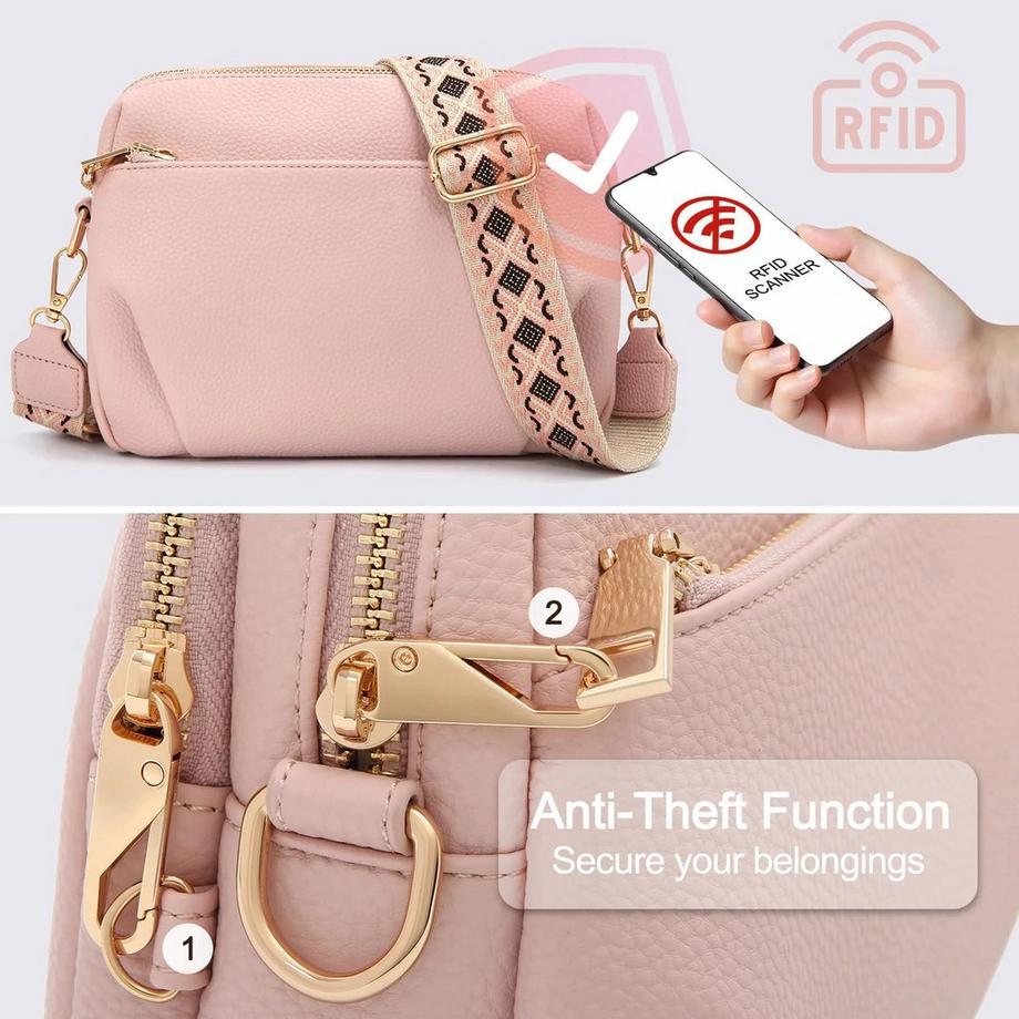 Only-bags.store Diebstahlsichere Umhängetasche mittlerer Größe, RFID blockierende Handtasche, Umhängetasche  