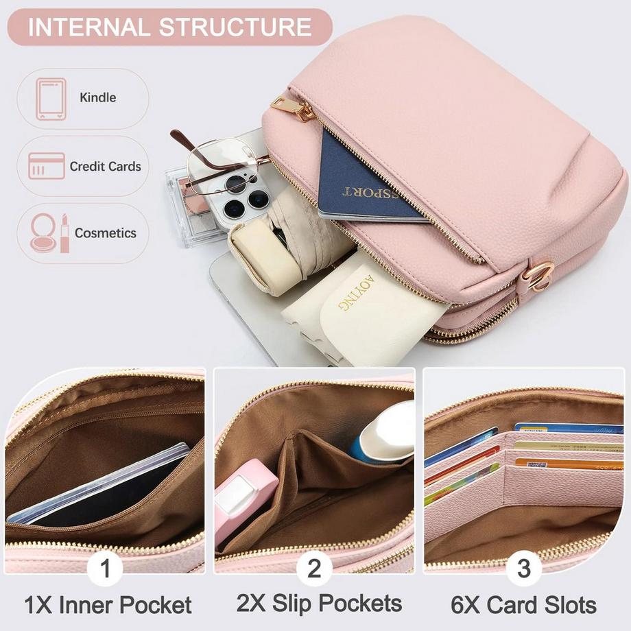 Only-bags.store Diebstahlsichere Umhängetasche mittlerer Größe, RFID blockierende Handtasche, Umhängetasche  