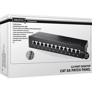 Digitus  Desktop CAT 6A, Patch Panel, geschirmt Klasse EA, 12-port RJ45, 8P8C, LSA 
