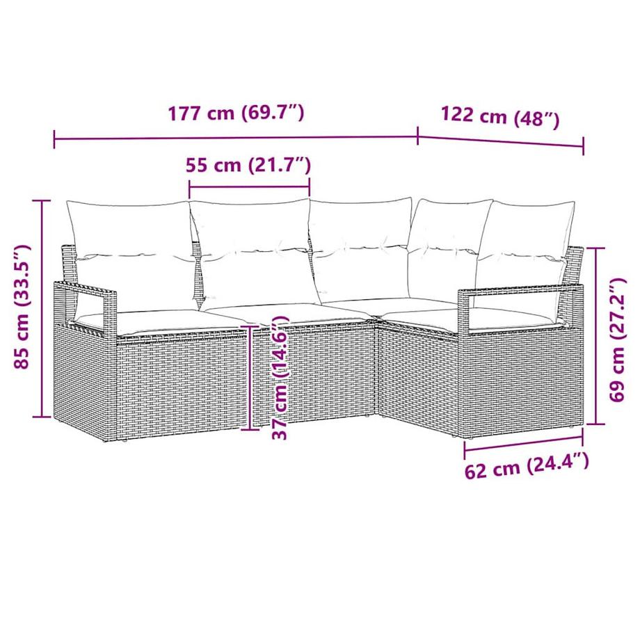 VidaXL Gartensofa-set poly-rattan  