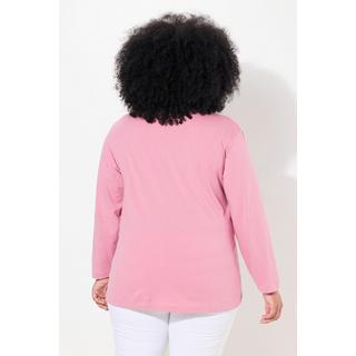 Ulla Popken  T-shirt coupe Relaxed Fit, col en V et manches longues 