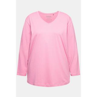 Ulla Popken  T-shirt coupe Relaxed Fit, col en V et manches longues 