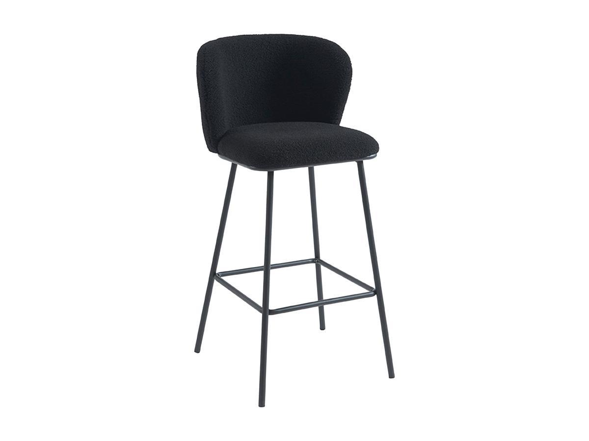 Vente-unique Lot de 2 tabourets de bar en tissu bouclette et métal - Noir - SENORASE  