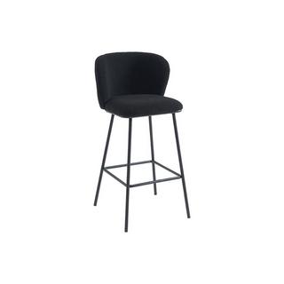 Vente-unique Lot de 2 tabourets de bar en tissu bouclette et métal - Noir - SENORASE  