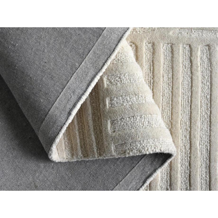 Vente-unique  Teppich - Relief-Optik - 100 % Wolle - handgefertigt - 160 x 230 cm - 2200 g/m2 - Elfenbeinfarben - ASSINIE 