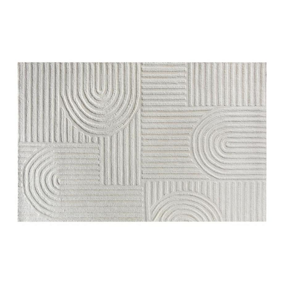 Vente-unique  Teppich - Relief-Optik - 100 % Wolle - handgefertigt - 160 x 230 cm - 2200 g/m2 - Elfenbeinfarben - ASSINIE 