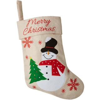 Tectake  Botte de Saint Nicolas aspect jute avec motif de bonhomme de neige 