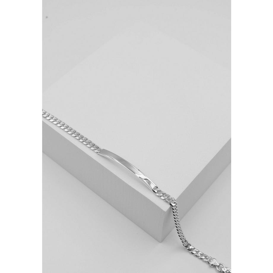 MUAU Schmuck  ID-Armband Panzer Weissgold 750, 19cm, 4mm 