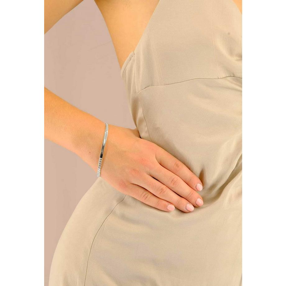 MUAU Schmuck  ID-Armband Panzer Weissgold 750, 19cm, 4mm 