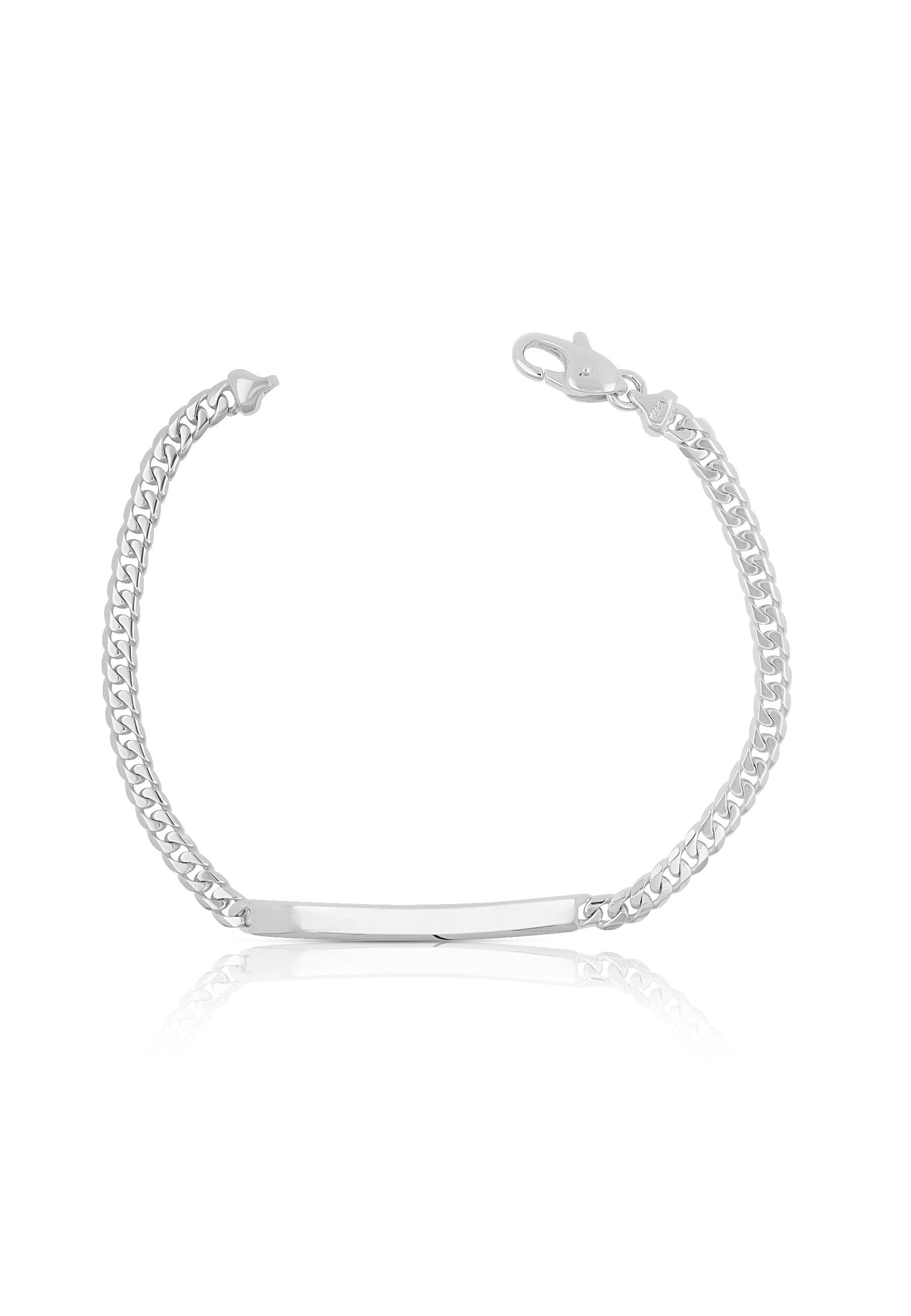 MUAU Schmuck  Bracelet d'identité tank or blanc 750, 19cm, 4mm 