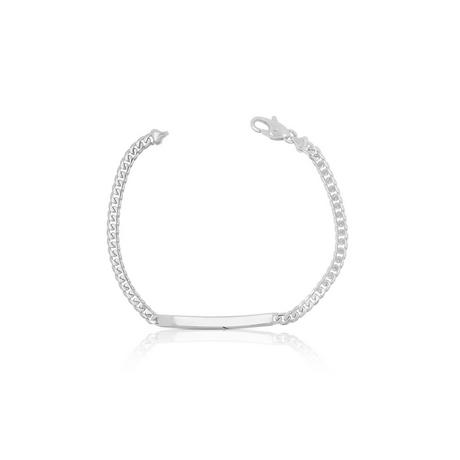 MUAU Schmuck  Bracelet d'identité tank or blanc 750, 19cm, 4mm 