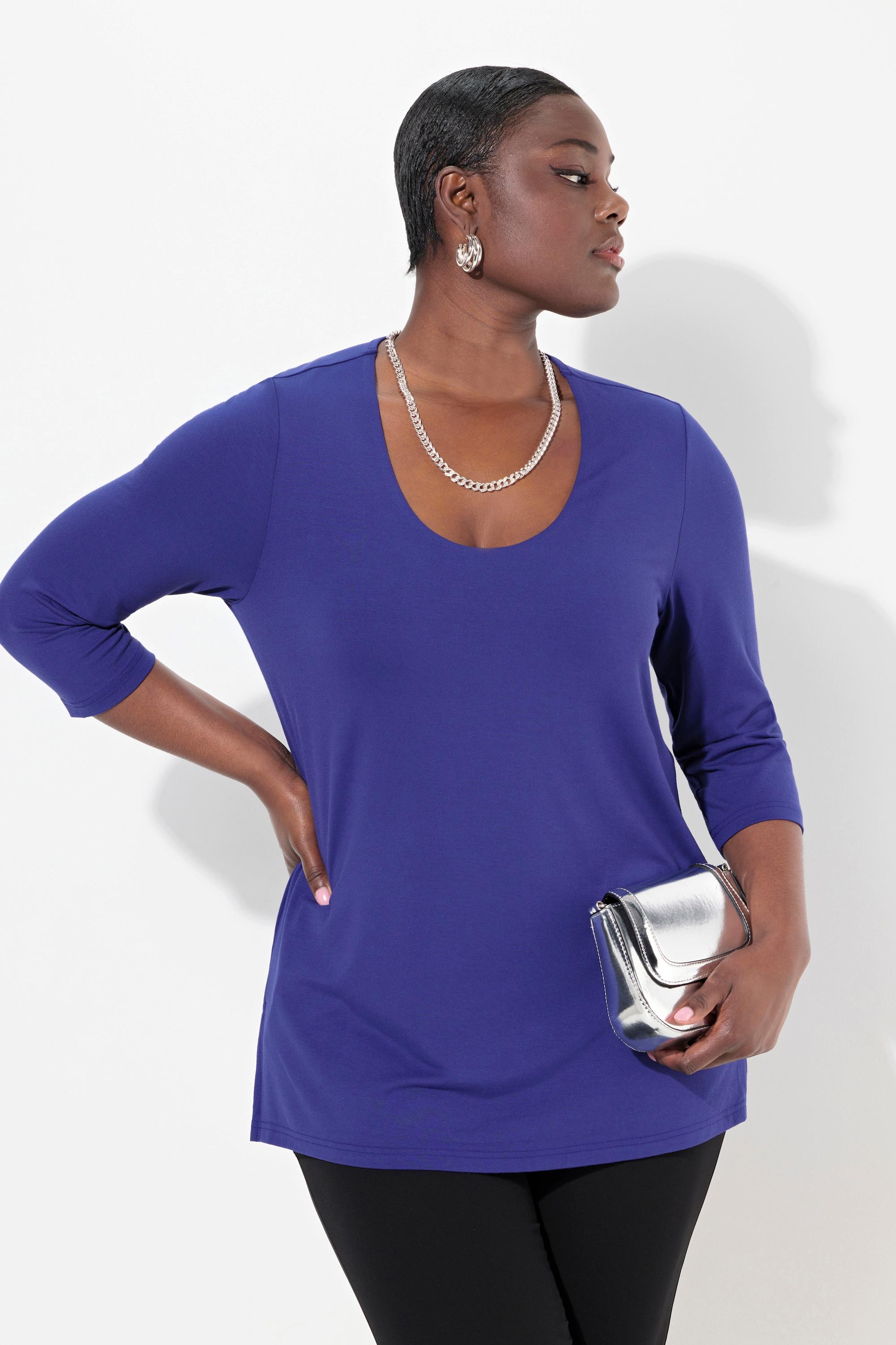 Ulla Popken Maglia Scollo Ampio Maniche 3/4  