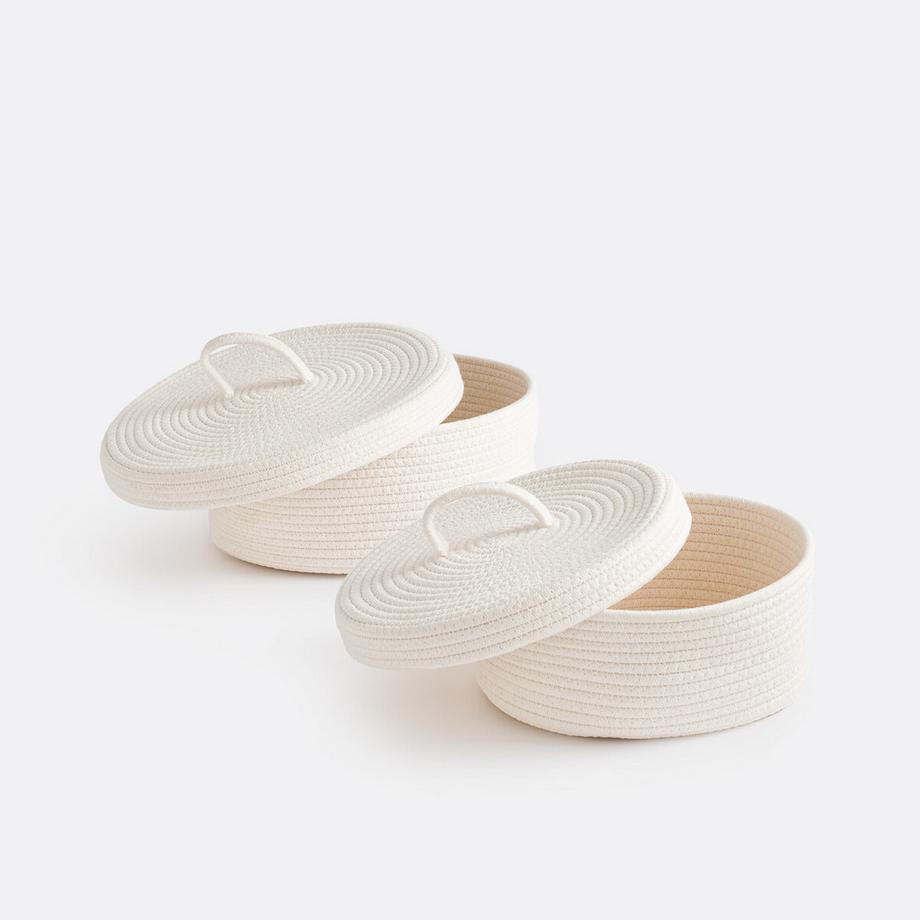 La Redoute Intérieurs Lot de 2 paniers en coton avec couvercle  