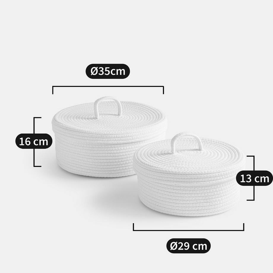 La Redoute Intérieurs Lot de 2 paniers en coton avec couvercle  